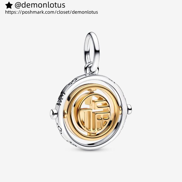 Pandora Two-tone Fú Spinning Dangle Charm - Picture 1 of 4